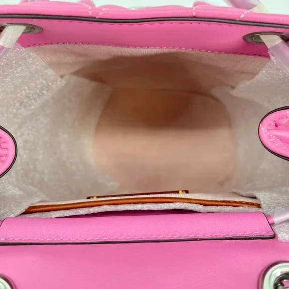 Coach Tabby Backpack Pillow Quilting Nappa Leather Pink Convertible Chain Strap - Picture 3 of 16